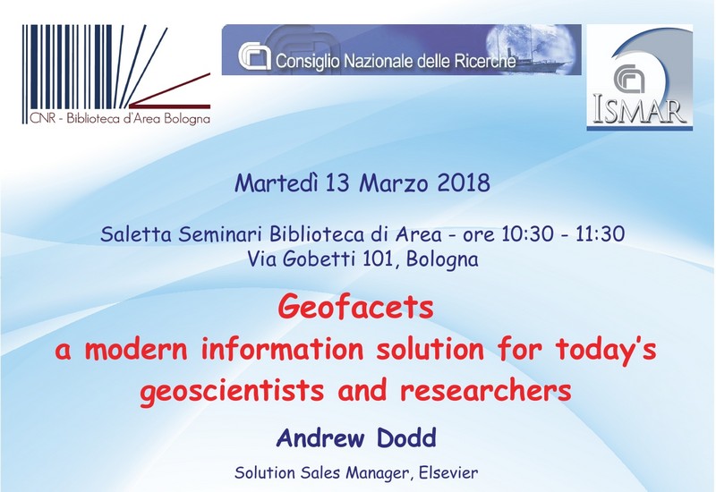 GEOFACETS: seminario tenuto da Andrew Dodd, Elsevier