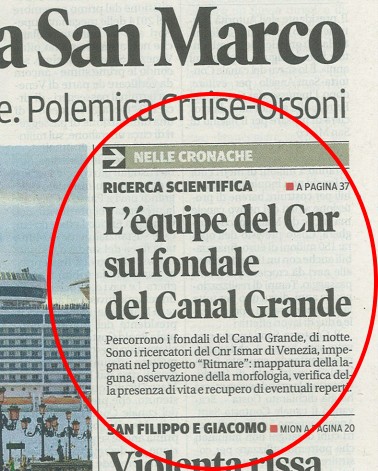 L'equipe del CNR sul fondale del Canal Grande