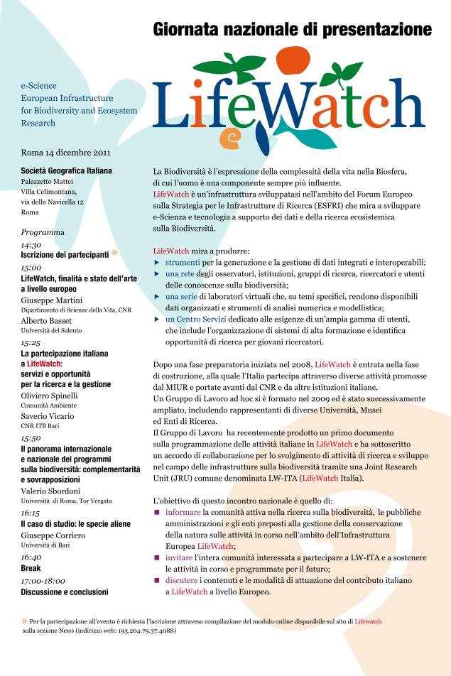 National Day of presentation of LifeWatch-Italy