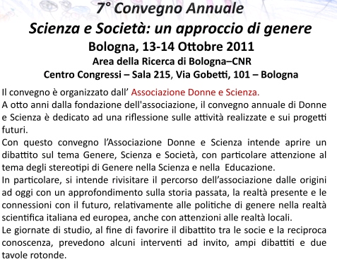 7° Convegno Annuale Scienza e Società: un approccio di genere