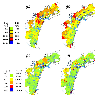 Spatial distribution of Hg, Cu, PCBs and PAHs in the superficial sediment layer (A, 0 - 5 cm) of the whole lagoon